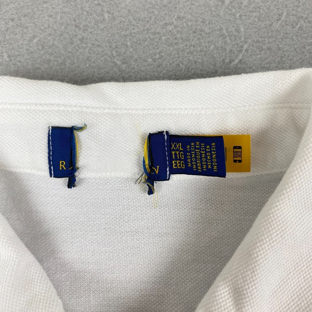 Ralph Lauren Polo Bear Mesh Shirt Men 2XL XXL solid white pocket embroidered - Picture 3 of 14